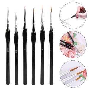 6/7pcs Profissional Sable Hair Princho Pincéis Definir pincéis de arte em miniatura Multi para desenhar suprimentos de arte de pintura a óleo de guache de guache