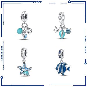 925 prata moda novo comércio exterior atacado estilo oceano concha estrela do mar noite brilho pingente diy pulseira contas frete grátis