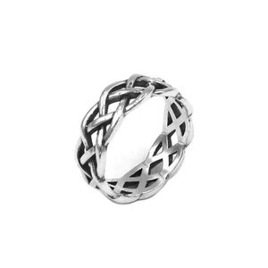 Band Rings Fashion S925 STERLING Gümüş Kelt Knot Yüzüğü Claddagh İrlandalı Takı Viking Biker Alyans Kadınlar için SWR0947 Q240402