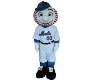 2019 Alta qualidade MR Met mascote Costume novo desenho animado Fantasmas de beisebol mascote de beisebol Costumes5908534