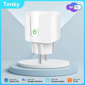 Kontrol Tenky Smart Home WiFi Fiş 20A EU Güç Monitörü Destek Outlet Akıllı Soket Alexa Google Yandex Alice Tuya Akıllı Yaşam