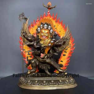 Dekoratif figürinler 33cm nadir iyi Nepal Tibet Tapınağı Pirinç Kızgın Guanyin Nizha At Hayagriva Buda Heykeli Budist Salonu ibadet