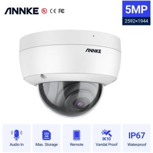 Control Annke 1pcs C500 Dome 5MP IP Kamera Açık IK10 Vandoproof Poe Güvenlik Kamerası Ses Kayıtlı POE Gözetim Kamerası