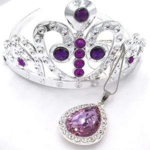 Дети для девочек принцесса Софи первая фиолетовая капля-амулет-цепочка, ожерелья, тиара, корона, заколка для волос, комплект ювелирных изделий, подарок для ребенка 240329