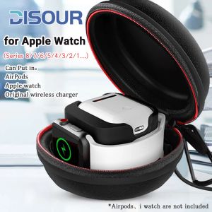 Apple Watch Serisi 7 6 5 4 3 2 1 Taşınabilir Şarj Cihazı Tutucu Dock Case Seyahat Sert Koruyucu Çanta Torbası Kapak Fermuarı Kutusu