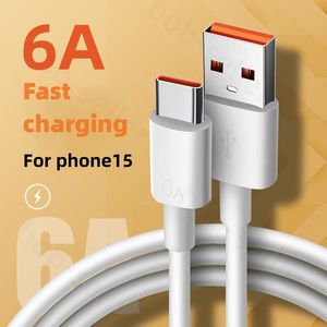 Кабели для сотовых телефонов 6A USB Type C Кабель для быстрой зарядки и передачи данных Быстрая зарядка для iPhone 15 Macbook Pro Samsung S24 S22 S23