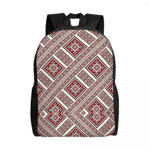 Sırt çantası Geleneksel Nakış Romanya Havlu Model Köşeler Kolej Okulu İçin Kitap Çantası Ukrayna Boho Bohem Geometrik Çantalar