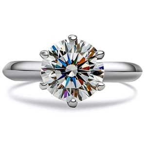 2CT 80mm D Renk Solitaire Elmas Yüzük 14K Beyaz Altın Nişan Testi Pozitif Laboratuvar Oluşturuldu 240402