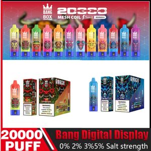 Puffs Bang 20000 Puffs 20K Puff 20000 Akıllı Screen Puff Tornado Elektronik Sigara Vape Tek Kullanımlık Önceden Doldurulmuş Pod 650mAH Şarj Edilebilir Pil Vaper Razz Bar