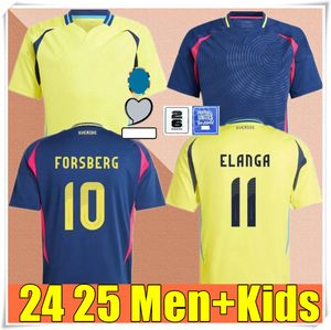 2024 Svezia maglia calcistica Ibrahimovic 24 25 kit per bambini della camicia da calcio set a casa giallo via blu nazionale blu nazionale svedese uniforme da uomo Forsberg Larsson Jansson