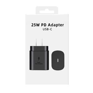 Качество OEM 25 Вт PD USB C Fast Charge 20W Power Wall Adapter Adapter US EU UK Plug для Samsung Charger Galaxy S21 5G S20 S10 Примечание 20 10 A71 A70S A80 M51 838DD