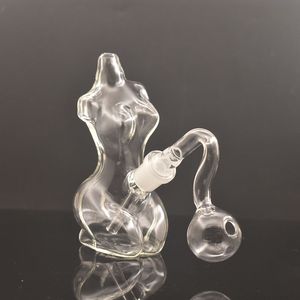 Bong in vetro a forma di bellezza con narghilè Rig/Bubbler per fumare 14 mm femmina Downstem Perc portatile Ashcatcher Bong con tubo maschio per bruciatore a olio a sfera da 30 mm e ciotola per erbe secche