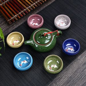 Оптовая продажа с фабрики, высококачественная керамика ручной работы, красочная чашка для карпа с ледяной трещиной, чайный сервиз кунг-фу, подарочный логотип для печати