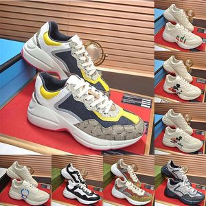 Gucci GG Monogram Chaussures de course pour hommes【code ：L】Designer Casual rhyton Shoes Multicolor Sneakers Vintage Chaussures Strawberry Mouse Mouth Shoe With Box GAI