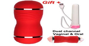 Künstlicher vaginaler oraler Dual -Kanal -Masturbator für Mann Tasche Sex Vagina Real Pussy Erwachsene Spielzeug für Männer Masturbation Blowjob4405957 beste Qualität