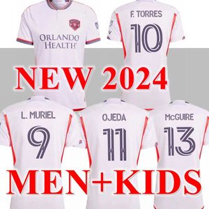 2024 Orlando City SC Forma Formaları Çocuk Kiti Man Major League 24 25 Futbol Gömlek Birincil Ev Mor Duvar Uzak Beyaz Legacy F.torres L.Muriel Ojeda Jansson