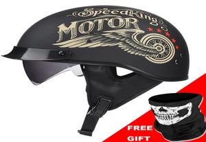 Voss Retro Motosiklet Kask Moto Kaskları Scooter Vintage Yarım Yüz Bisikletçisi Motosiklet Kazası Kask Casco Dot Sertifikasyonu 4853876