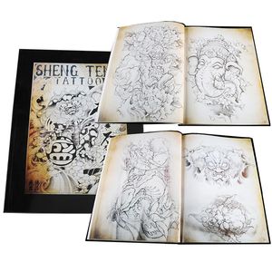 Dövme Şablonu Albüm Kafatası Dragon Koi Balık Desen Geleneksel Kitap Tasarım Resim Malzemeleri A4 Sanat için Tam Kapak 240318