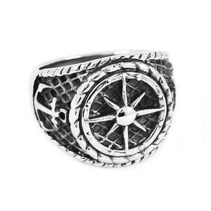 Bandringe Großhandel Ruder Anker Ring Hohe Qualität 316L Edelstahl Schmuck Silber Farbe Vintage Biker Ring Für Männer SWR0583 Q240402