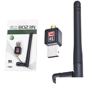 Ağ Adaptörleri 150Mbps USB WiFi Kablosuz Adaptör LAN KARTI 2DBI Anten IEEE ile 802.11n/g/b Bilgisayar Damlası Teslimat için Mini Mini