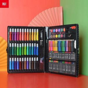 150pcs Çocuk Sanat Seti Çocuklar Çizim Set Boyama Sanatçısı Renk Pen Boyalonu Yağ Pastel Tahta Araç Sanat Sarf Malzemeleri Kırtasiye 240318