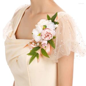 Dekoratif Çiçekler Bayanlar Butik Omuz Çiçek Koreli Gül Düğün Korsaj Partisi Elbise Dekorasyon Simülasyon