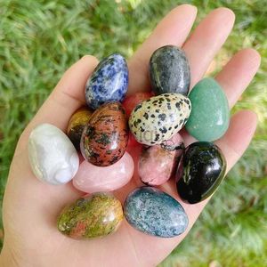 Massage Stones Rocce 1pc a forma di uovo in pietra Crystal Quartz Agat Mineral Gemstone Reiki Crafts Decorazione per la casa Accessori per massaggio 240403