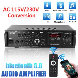 S 2000W HIFI 5CH Araba Ses Stereo Güç Amplifikatörü Bluetooth FM Radyo Ev Sineması Amplifikatörler Müzik Subwoofer Ses Sistemi