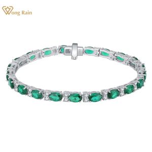 Bangles Wong Rain 100% 925 STERLING Gümüş Emerald Ruby Safir Yüksek Karbon Elmas Taş Bileklik Bileklik Güzel Takı Toptan