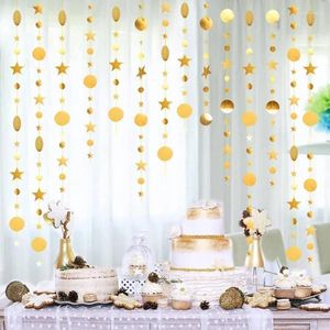 Dekoratif çiçekler altın pırıltılı küçük yıldız eid parti kağıt çelenk asılı ay yıldızları süslemeler çocuklar doğum günü bebek duş düğün