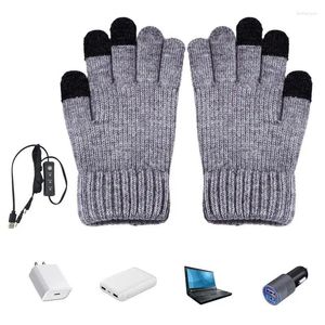 Teppiche erhitzte Handschuhe kaltes Wetter tippen Touchscreen Winter Wärme wasserdichte winddichte Stricken Wolle Handwärmer