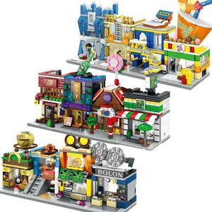 Mutfaklar Play Food House Yapı Bombaları Mini Şehir Mağazası Street View Snack Street Çocuk Oyuncakları Erkek ve Kız Hediyeleri Lego 2443 ile Uyumlu