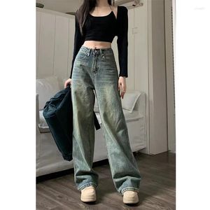 Jeans feminino Xpqbb Vintage Legal Wide Leg for Women Streetwear Cantura alta calça jeans direta fêmea 2024 Spring Wild Casual Troushers