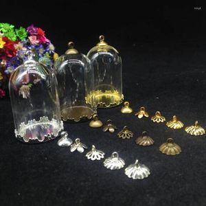 Colares de pendentes 300 armadilhas/lote 38 25mm Misture Jarros de campainha de cor de vidro Globo Crown Base Cap Diy frasco artesanal Crystal Localize