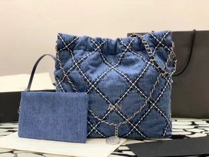 Tasarımcı Çanta Tote Çanta Aynası Kalite İlkbahar/Yaz Yeni Büyük Orta ve Küçük Boyutlu Denim Bezi Günlük Gümüş Donanım Aksesuarları Plaj Çantası Seyahat Çantası