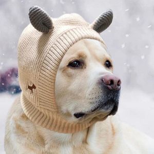 Köpek giyim evcil hayvan şapka kış orta ve büyük köpekler labrador altın saç tuhaf baş kapak sıcak örme kapak anti-gürültü kulak muffs