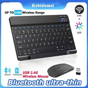 Klavyeler Mini Bluetooth kablosuz klavye ve fare seti şarj edilebilir cep telefonu tablet İngilizce klavye Android iOS Windows XP Laptopl2404 için uygun