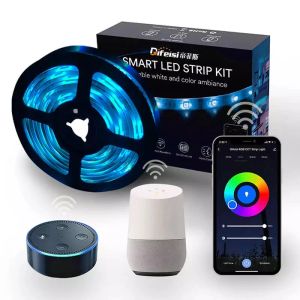 Управление Difeisi Smart Led Light Strip 2M RGB 12V Красочное приложение WiFi Дистанционное управление Tuya Ambiance LightStrip для Alexa Google Assistant