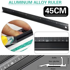 Şablonlar 45cm Alüminyum Alaşım Cetvel Öğrenci Lazer Baskı Ölçeği Millimetre Millimetre Millimetre Okul Sanat Zanaat için Güvenlik Kesme İşareti