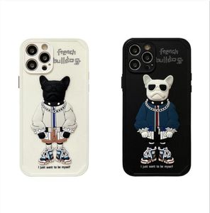 Yumuşak 3D Karikatür French Bulldog görüntü telefonu İPhone 11 12 Pro Max XS XR 7 8 Plus4047207015388