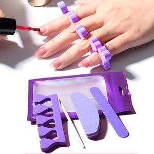 Набор фиолетовой упаковки для дизайна ногтей, прозрачная оранжевая палочка, инструмент для маникюра с разделением пальцев, деревянная пилочка для дизайна ногтей, вспомогательный инструмент для дизайна ногтей