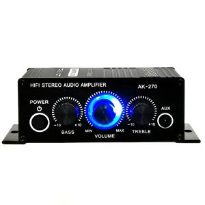 S AK270 HIFI Dijital Stereo Ses Amplifikatörü FM Radyo Mic Araç Ev Küçük Mini 2 Kanal Stereo 12V Güç Amplifikatörü