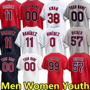 2024 Guardians Beyzbol Formaları Jose Ramirez Steven Kwan Andres Gimenez Josh Bell Shane Bieber Myles Saman Josh Naylor Zach Plesac Erkek Kadın Gençlik Forması