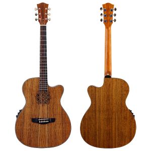 Gitar 40 inç Elektrikli Akustik Gitar Hickory Ahşap Vücut Çiçek Desen Eşsiz Ses Deliği Halk Gitar Matte 6 Dizeler Ahşap gitar