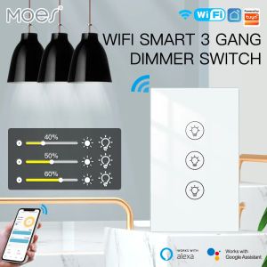 Control Moes New Tuya Wi -Fi Multigang Smart Light Dimmer Switch 1/2/3 Gang Smart Life/Tuya App Работает с Alexa Google Voice Assistants
