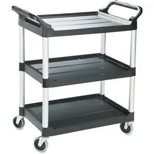 Кухня хранения Rubbermaid Commercial Products Heavy Shelce Rolling Service/Utility/Push Cart 200 фунтов.Емкость черного для пищевого обслуживания