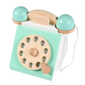 Retro Rotary Telephone Toy Toy Wooden Dial Antique Telepho