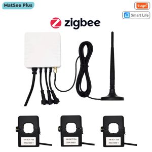 Контроль Tuya Smart 3 фазы однофазного измерителя Zigbee Energy Meter KWH Power Monitor 500A 300A 200A 120A 80A с трансформатором тока зажима с трансформатором тока зажима