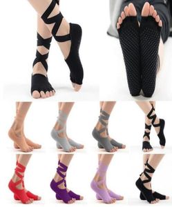 Toeless Ballet Style Yoga Pilates Barre Kavrama Çorap Slip Grip Bottoms Dansçı Toe Socks Black8454616