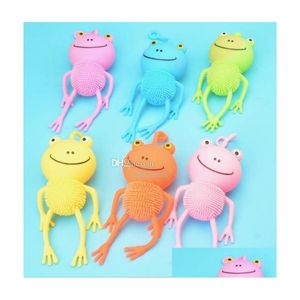 LED oyuncaklar yaratıcı komik oyuncak squishy kurbağa yanıp sönen yumuşak tüylü top gerilebilir kauçuk model parodi vent çocuklar için çocuklar için havalandırma